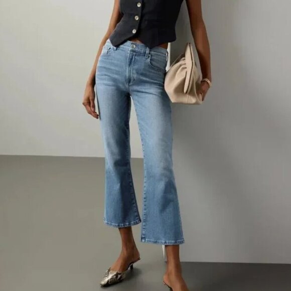 Le Jean Denim - New Le Jean Bella Crop Flare Jeans Light Blue size 32 lightwash denim high rise